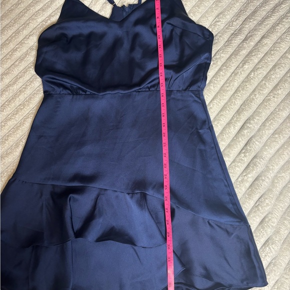 Lulu's Navy Satin Ruffle Mini Dress - Picture 7 of 15